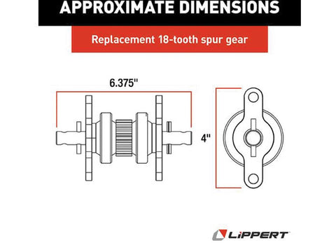 Lippert 123356 Gear Pack Assembly Dimensions - 5.625in x 4.25in 15-Tooth RV Slide-Out Repair | United RV Parts