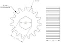Lippert 123356 Spur Gear Technical Drawing - 1.5in Pitch Diameter 0.625in Hex Bore Specs | United RV Parts