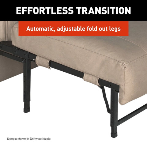Lippert Heritage Series RV Sleeper Sofa Automatic Fold-Out Leg Mechanism - Close-Up Detail | United RV Parts
