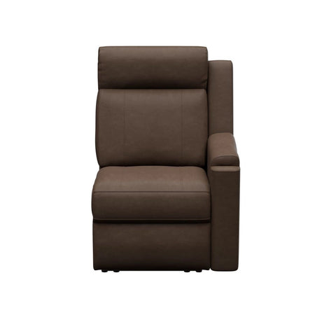 Satula Brown Heritage Left Hand RV Theater Recliner - Front View Upright Position | United RV Parts