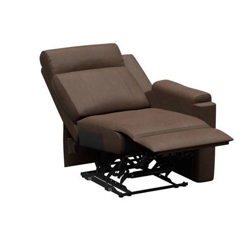 Satula Brown Heritage RV Recliner - Fully Reclined 3/4 Angle Showing Footrest Extended | United RV Parts