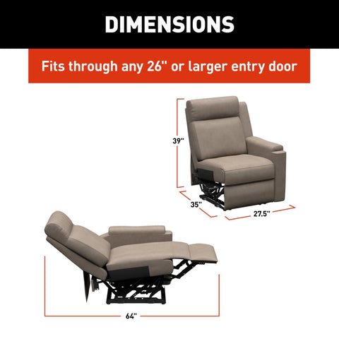 Lippert | Heritage Theater Modular Seating | Left Hand Recliner | 2024044097 | 27.5" | Driftwood