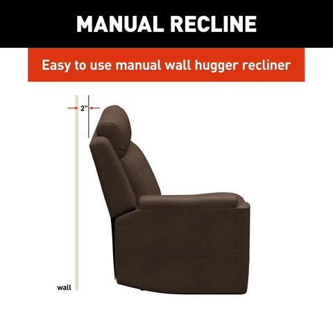 Satula Brown RV Theater Recliner - Manual Wall Hugger 2-Inch Clearance Side View | United RV Parts