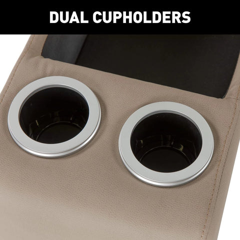 Thomas Payne Seismic RV Theater Seating Center Console Dual Cup Holders with Chrome Rings - Close-Up | United RV Parts