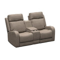 Driftwood Fabric Lippert Thomas Payne Seismic RV Theater Seating with 12in Center Console Installed - Front View | United RV Parts