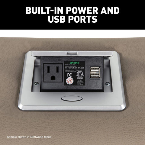 Thomas Payne Seismic RV Console Built-In 120V Power Outlet and Dual USB Charging Ports Detail | United RV Parts