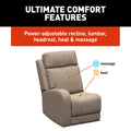 Thomas Payne Seismic RV Recliner Comfort Features Infographic - Heat Massage and Power Lumbar | United RV Parts