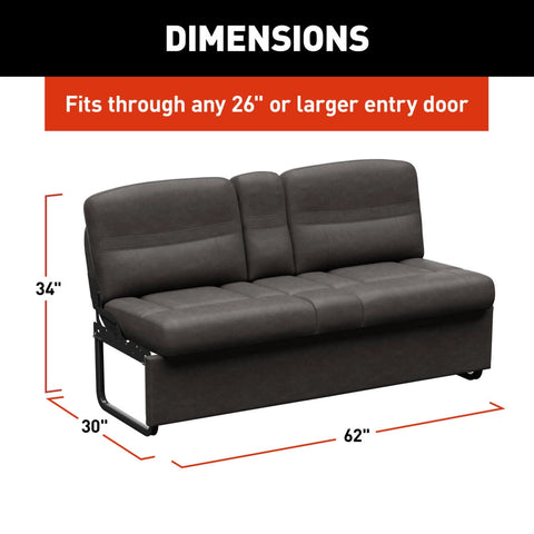 Thomas Payne RV Jackknife Sofa Dimensions Chart - 62 Inch Model | United RV Parts