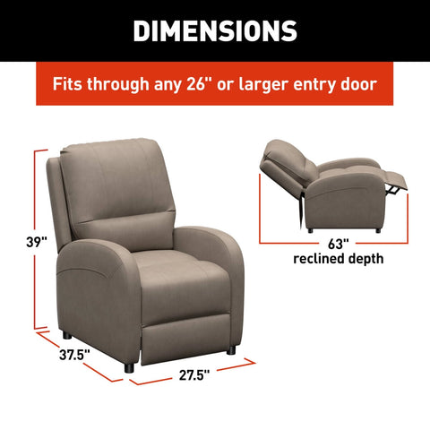Thomas Payne Signature RV Recliner Dimensions Chart - 27.5in Wide, 39in Tall, 63in Reclined Depth | United RV Parts