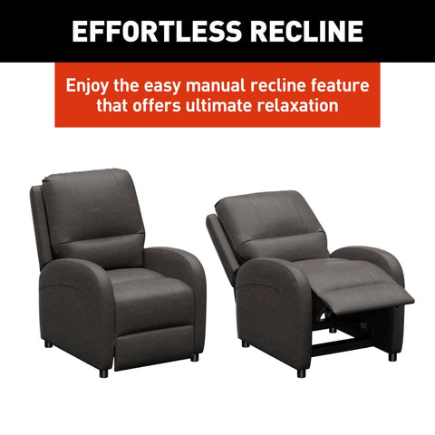 Thomas Payne Signature RV Pushback Recliner - Effortless Manual Recline Feature Upright and Reclined Comparison | United RV Parts