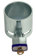 Silver Steel King Pin Locking Cup with Blue Padlock - Straight Front View | United RV Parts