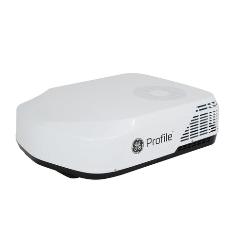 White GE Profile RV Air Conditioner PLC13XHHW Low Profile - Three Quarter View | United RV Parts