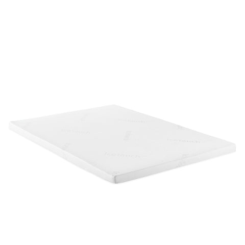 White Premium 3 Inch RV Mattress Topper Full Size 54x75 - Angle View | United RV Parts