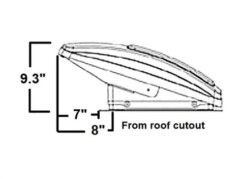 MaxxAir MaxxFan Deluxe 00-05100K Cross Section Dimensions Installation View | United RV Parts