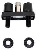 Black Valterra RV Shower Valve Bottom View with Mounting Hardware and Seals | United RV Parts