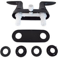 Matte Black Valterra RV Shower Faucet with Mounting Plate and Hardware Kit - Flat Lay | United RV Parts
