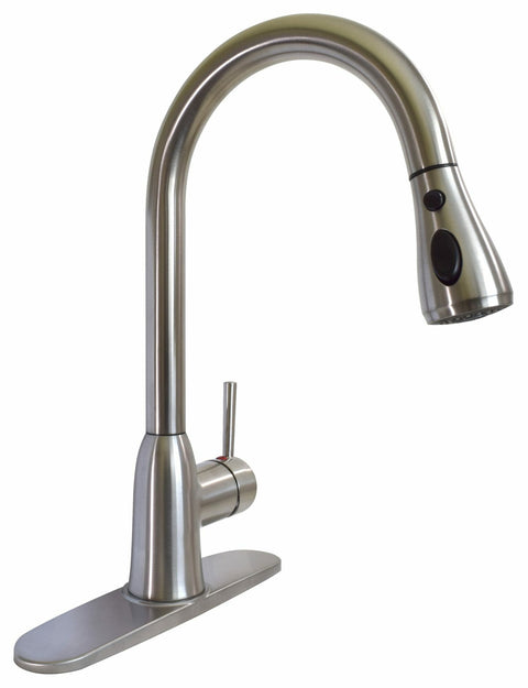 Brushed Nickel Valterra Slimline Pull-Down RV Kitchen Faucet PF231466 - Front View | United RV Parts