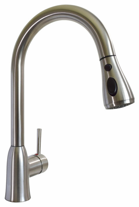 Brushed Nickel Valterra Pull-Down RV Kitchen Faucet PF231466 - Side Profile No Deck Plate | United RV Parts