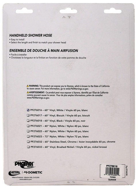 Valterra PF276016 RV Shower Hose Package Back - Model Variants and Specifications | United RV Parts