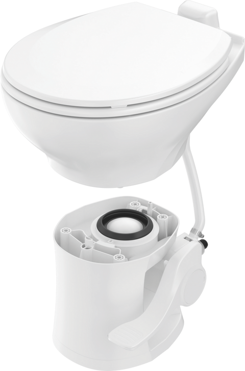 POWERMAX | Residential Height RV Toilet-Plastic | Foot Pedal | PMTCP-WHITE | White