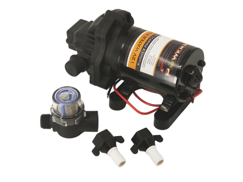 PowerMax PMWP3G-12V RV Water Pump with Strainer and Clips - Complete Kit | United RV Parts
