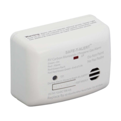 White Mini Dual LP CO Alarm - Three Quarter Side View | United RV Parts