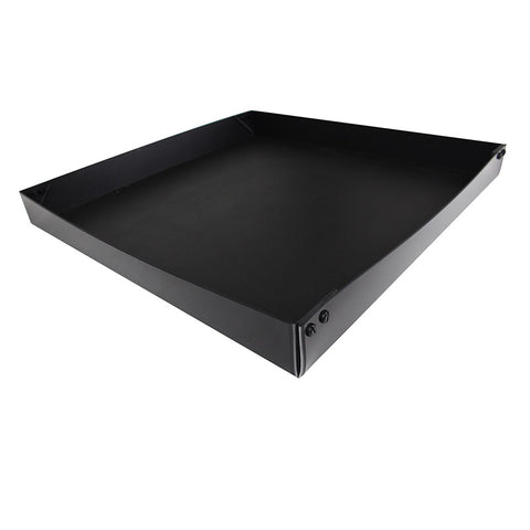 Black HDPE Pinnacle Washer Dryer Drain Pan 18-2835 - Angled Front View | United RV Parts