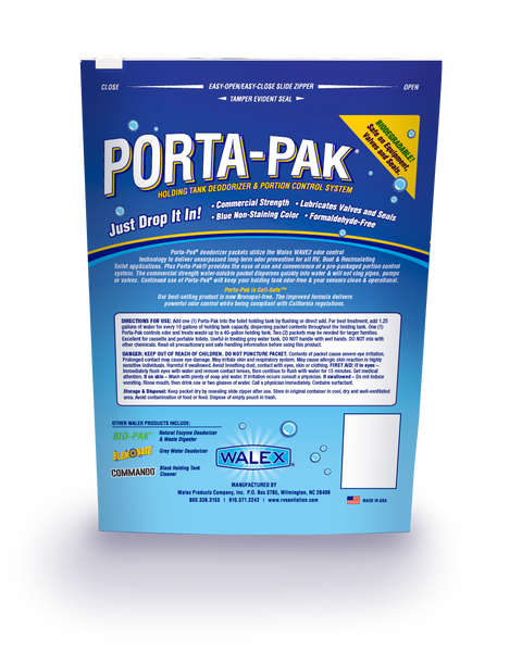 Blue Walex Porta-Pak RV Toilet Freshener - Back Package Instructions | United RV Parts