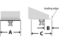 PullRite Capture Plate Measurement Guide - A, B, C Dimensions with Leading Edge Diagram | United RV Parts