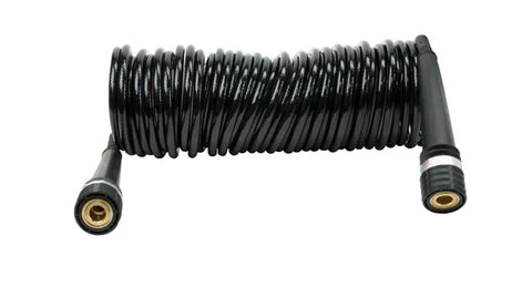 Black Coiled Air Hose 30ft Double Coupler - Side View | United RV Parts