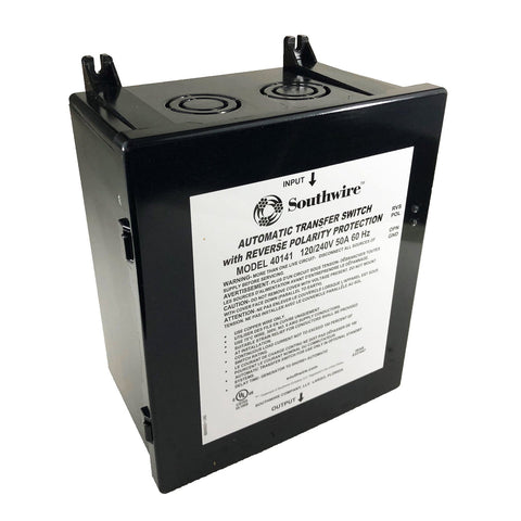 Black Southwire 50 Amp Automatic Transfer Switch 40141-001 - Front View | United RV Parts