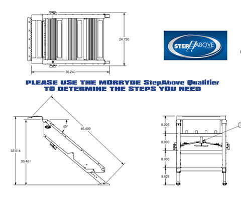 MORryde StepAbove RV Steps Technical Diagram - Dimensions & Installation Guide | United RV Parts