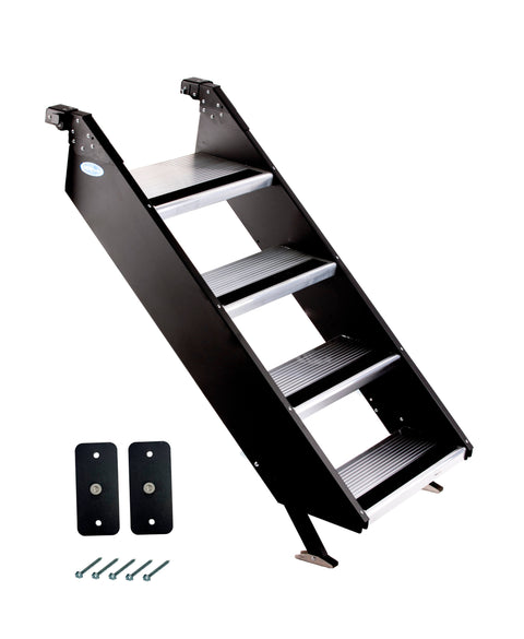 MORryde RV Entry Steps with Hardware Kit - Angled View with Mounting Brackets | United RV Parts