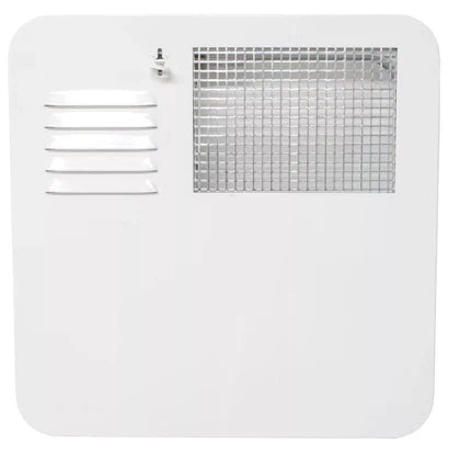 White Suburban Water Heater Access Door with Ventilation Grates - Front View | United RV Parts