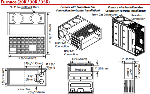 Lippert 20K BTU Furnace Installation Diagram - Technical Specifications | United RV Parts