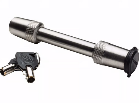 Stainless Steel Trimax SXT5 Receiver Lock With Keys - Angled Detail | United RV Parts
