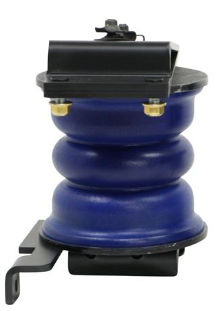 SumoSprings SSR-128-40-2 Blue Rear Spring with Brass Fittings and Black Steel Bracket - Front Close-Up | United RV Parts