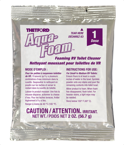 Silver Thetford Aqua-Foam Single Dose Packet - Instructions Detail | United RV Parts