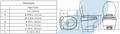 Thetford Bravura Hi RV Toilet Dimensions Chart - Technical Specifications | United RV Parts
