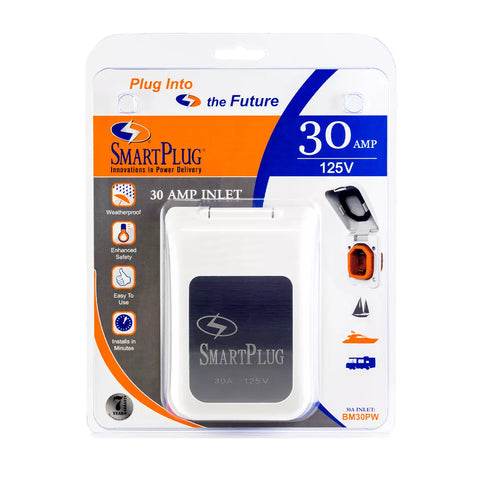 SmartPlug BM30PW 30 Amp RV Inlet White - Retail Packaging Front View | United RV Parts