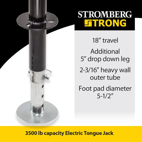 Stromberg Carlson JET3755 Tongue Jack - Drop-Down Leg and 5.5-Inch Foot Pad Close-Up Detail | United RV Parts