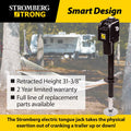 Stromberg Carlson JET3755 Electric Tongue Jack - Smart Design Lifestyle Shot with Trailer | United RV Parts