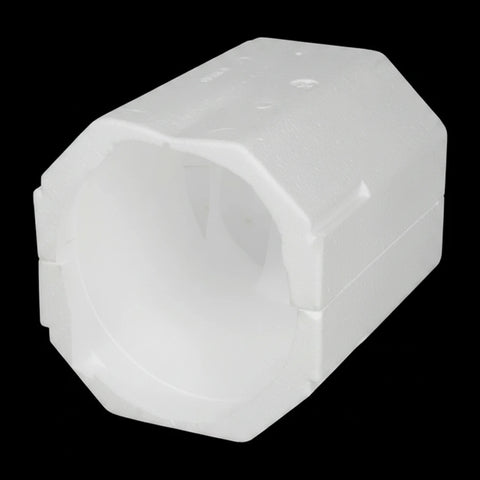 White Foam RV Water Heater Insulation Jacket 520868 - Angled Front View Showing Tank Opening | United RV Parts
