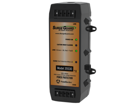 Black Southwire Surge Guard 35530 30A Hardwire RV Surge Protector - Front View | United RV Parts
