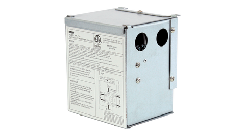 WFCO T-30 30 Amp Transfer Switch - 3/4 View with Specification Label | United RV Parts