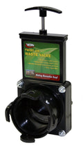 Black Valterra T58 Twist-On RV Sewer Hose Safety Dump Valve - Front View | United RV Parts