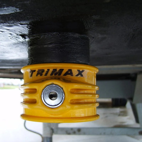 Yellow Trimax King Pin Lock Installed on 5th Wheel Trailer | United RV Parts
