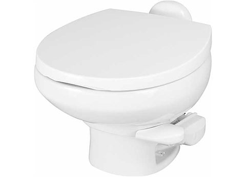 White Thetford Style II RV Toilet 42059 Low Profile - Side View | United RV Parts