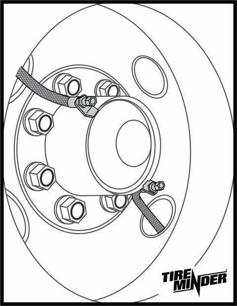 TireMinder Dually Wheel Valve Extender Installation Diagram - Hub Mount Configuration | United RV Parts