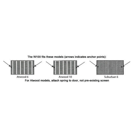 W100 Mud Dauber Screen Compatibility Chart - Atwood and Suburban Water Heater Models | United RV Parts